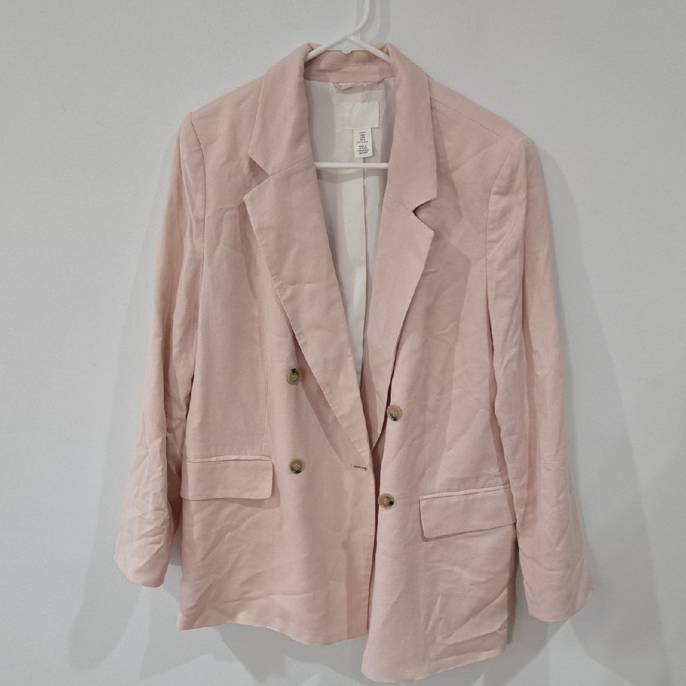 H&M Sz Medium Womens Light Pink Double-Breasted Blazer